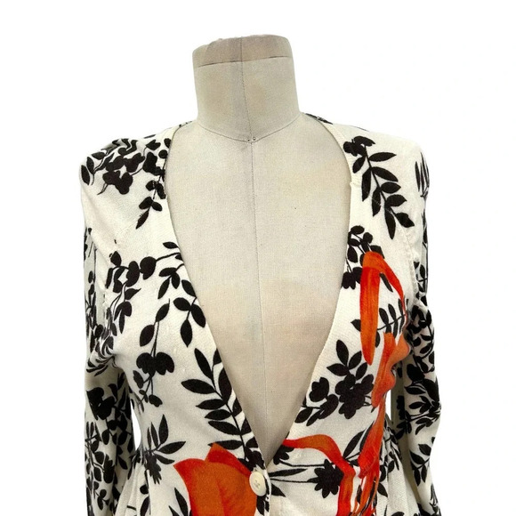 Anthropologie Sparrow Plum Blossom Cardigan‎ Sweater Floral Cream Brown Small - Picture 2 of 8